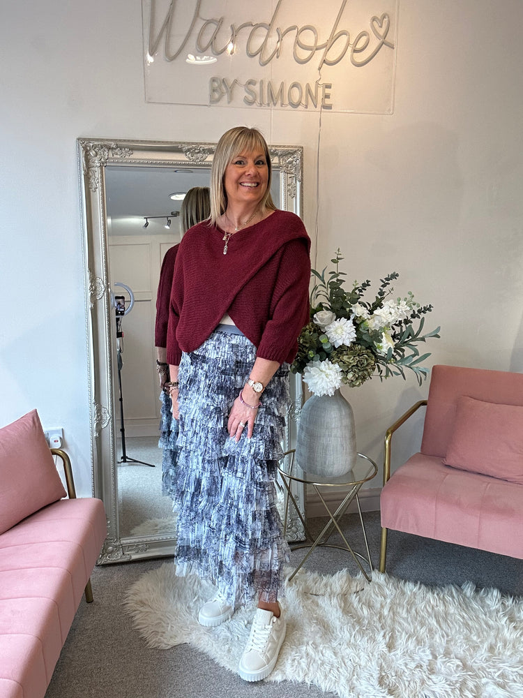 Crossover Layered Jumper - Burgundy