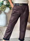 Load image into Gallery viewer, Belted Leaf Embossed Pant - Brown

