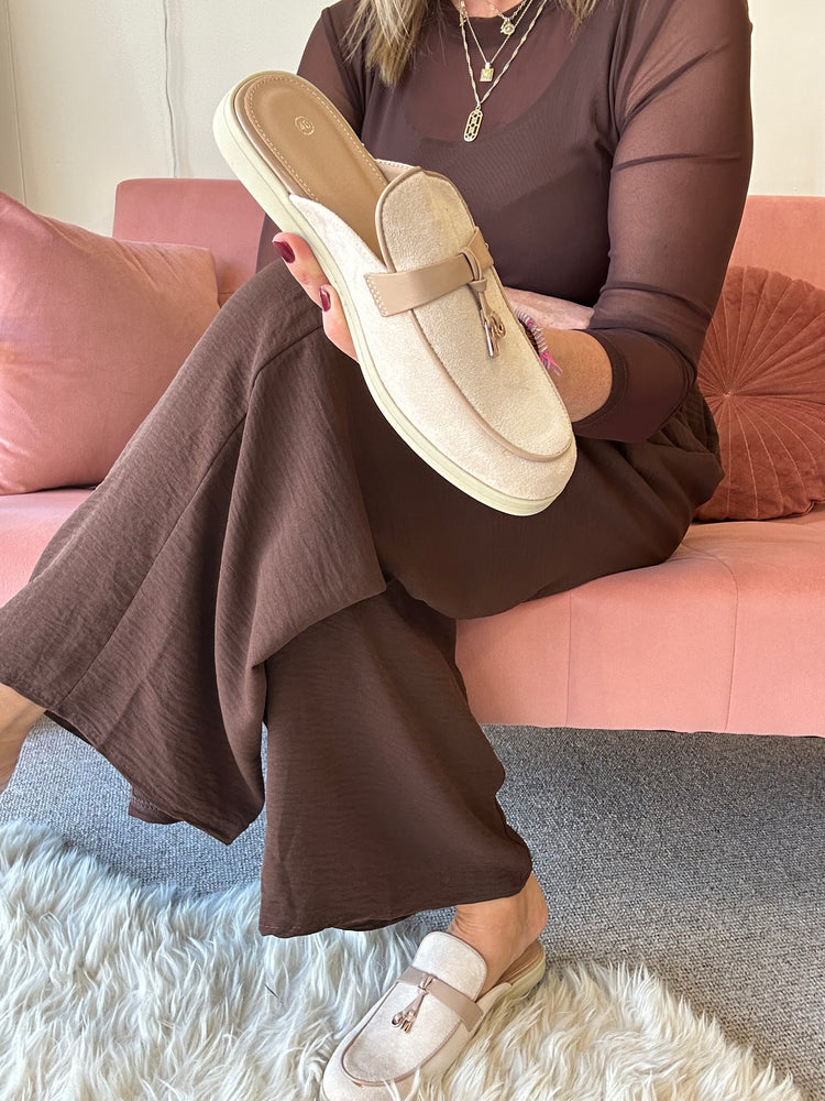 Faux Suede Mule - Beige