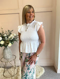 Load image into Gallery viewer, Cute Peplum Top  - White - Wardrobe By Simone
