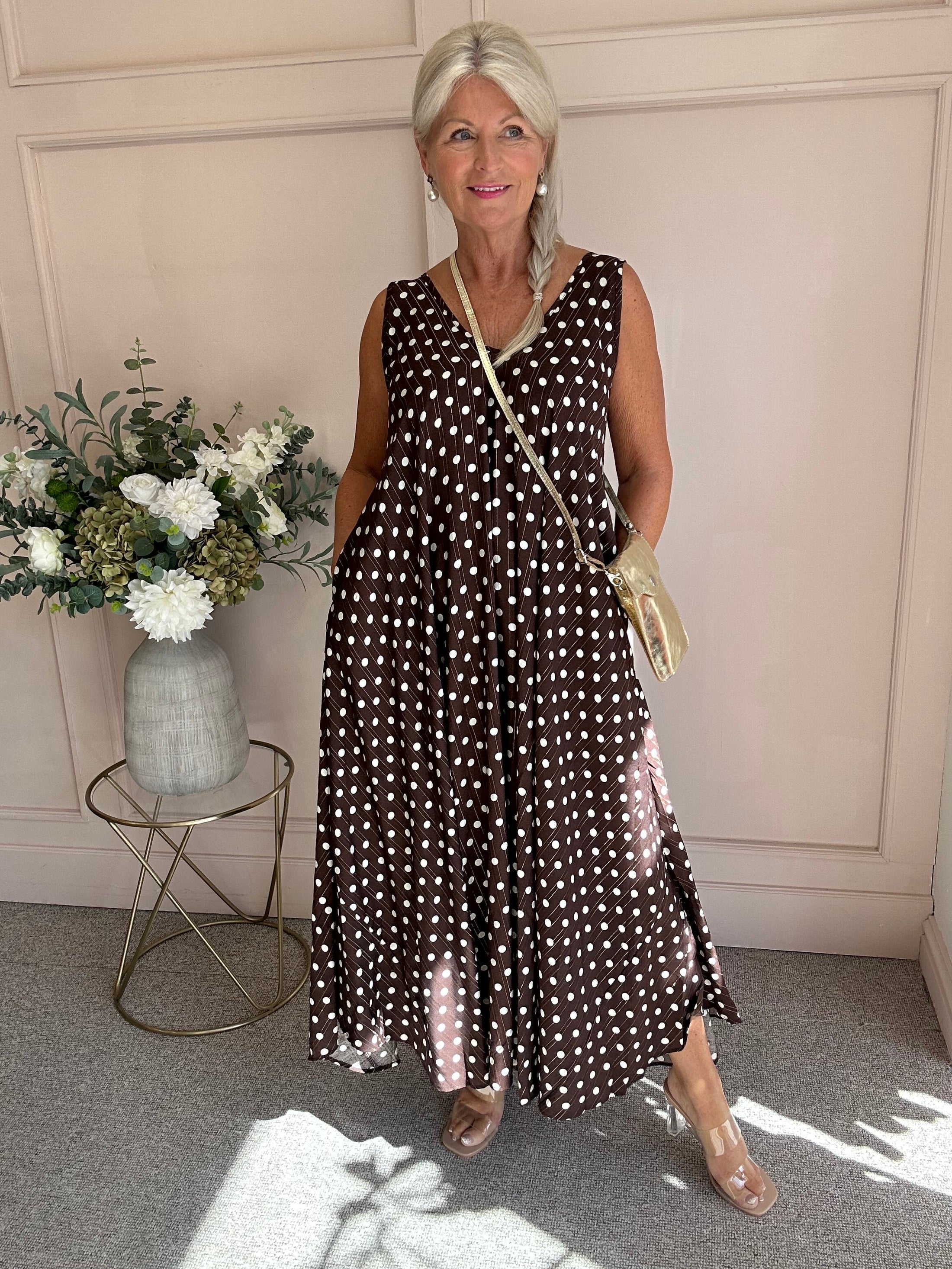 Polka Dot With Gold Shimmer - Brown/White - Wardrobe By Simone