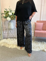 Satin trouser - Grey/Black Leopard - Wardrobe By Simone