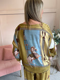 Load image into Gallery viewer, Horse & Bridle Silk Top - Mustard/Blue - Wardrobe By Simone
