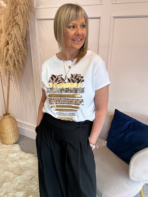 Bronze Heart & Flecks Of Gold T Shirt - White - Wardrobe By Simone