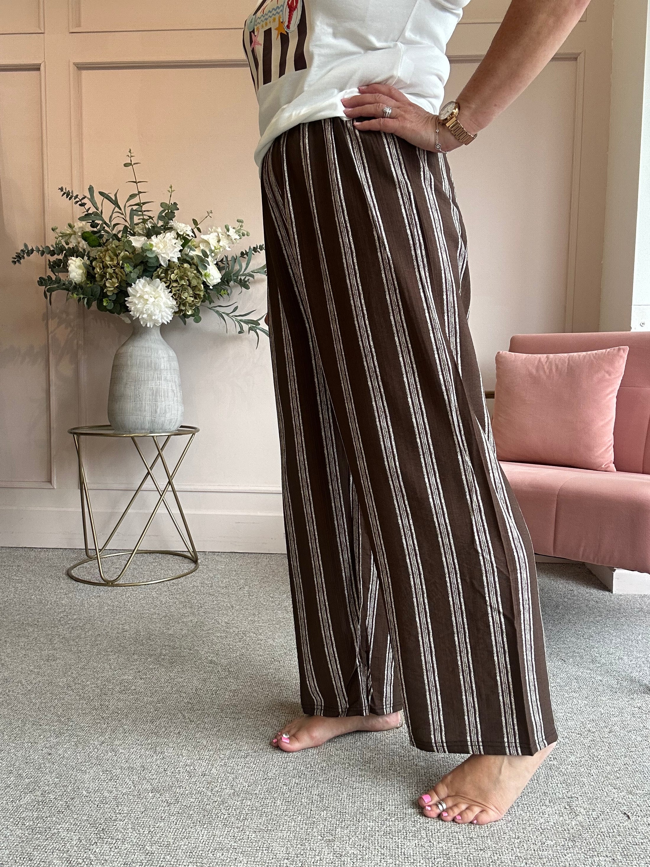 Striped Pant - Brown/Cream