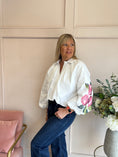 Load image into Gallery viewer, Floral Embroidered Sleeve Shirt - White
