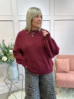Chunky Knitted Jumper - Wine