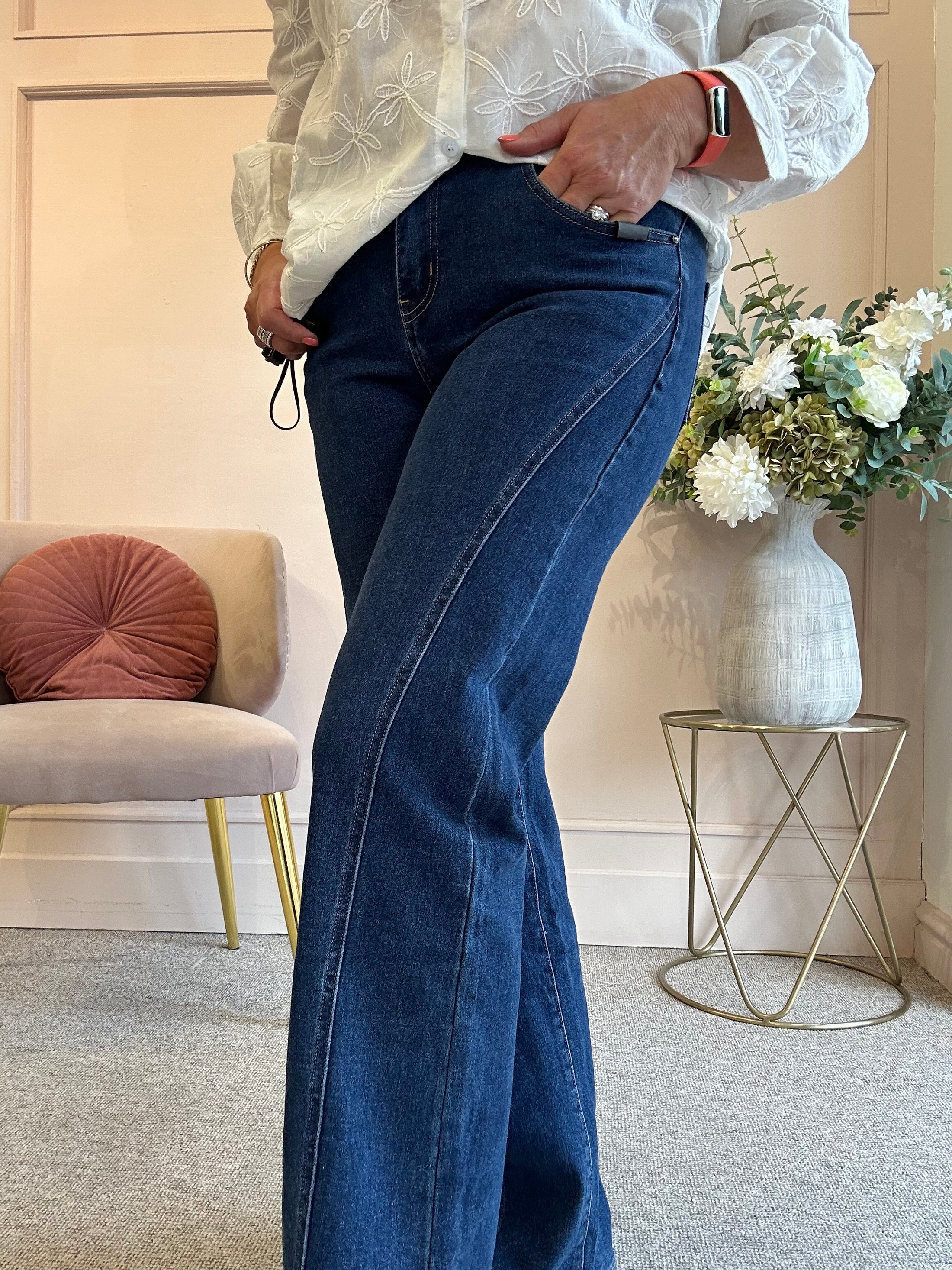 Wide Leg Jeans - Dark Blue