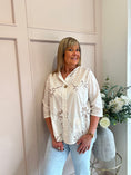 Load image into Gallery viewer, Pretty Applique Flower Shirt  - Soft Cream - Wardrobe By Simone
