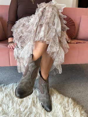 Cowboy Ankle Boot - Brown/Bronze
