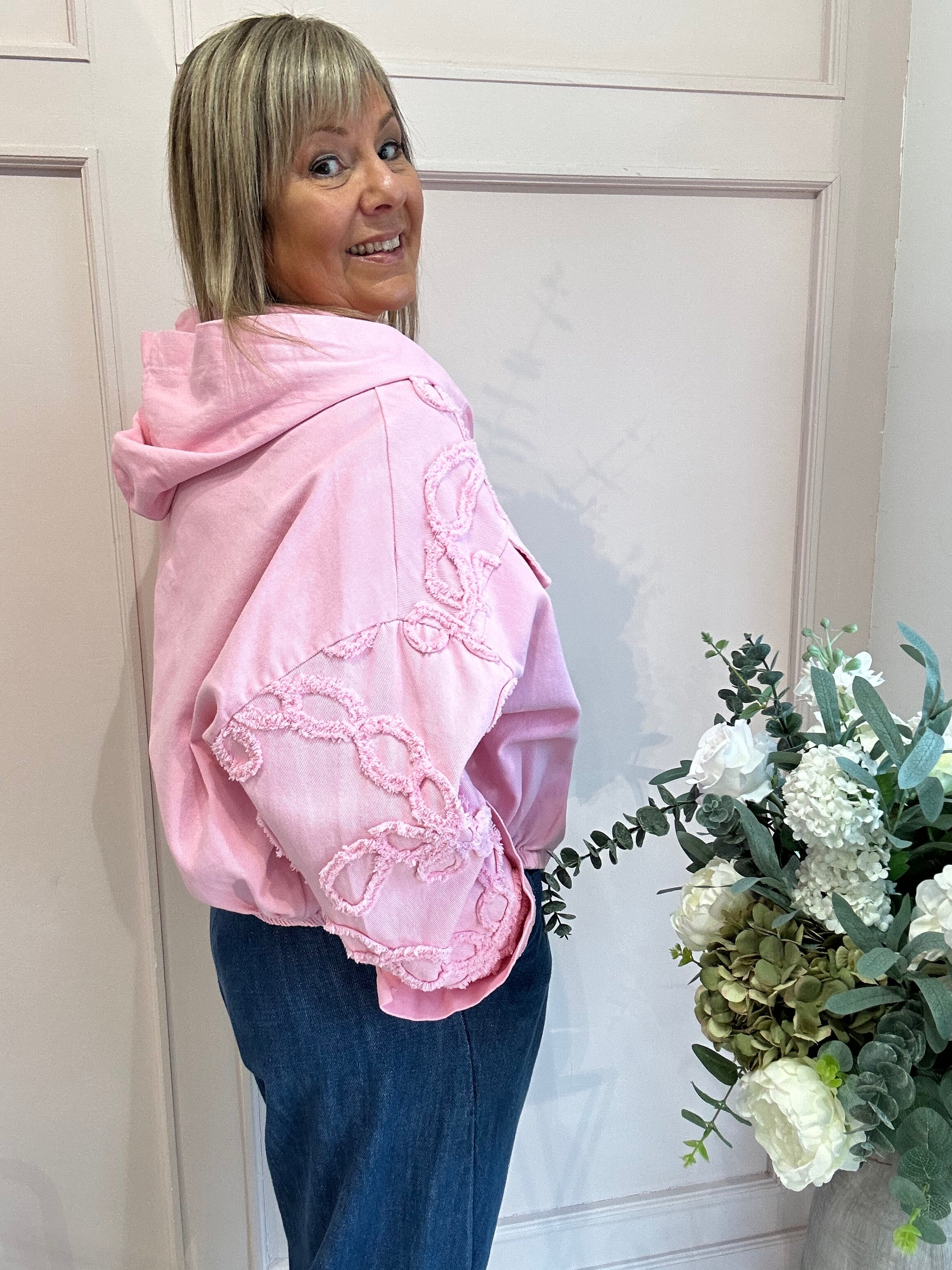 Denim Hooded Jacket - Sugar Pink - Wardrobe By Simone