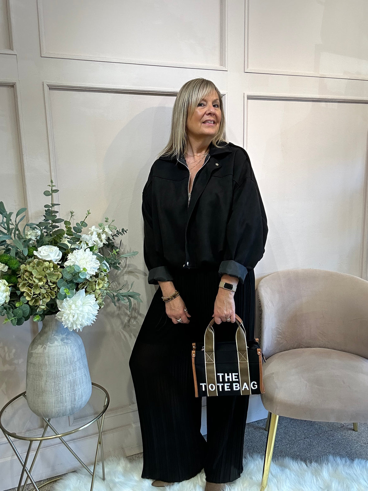 Suedette Zipped Jacket - Black