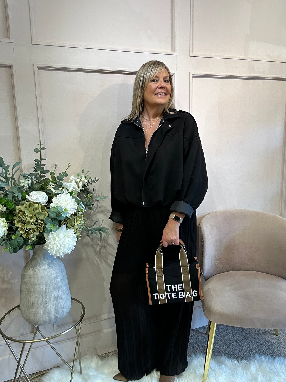 Suedette Zipped Jacket - Black