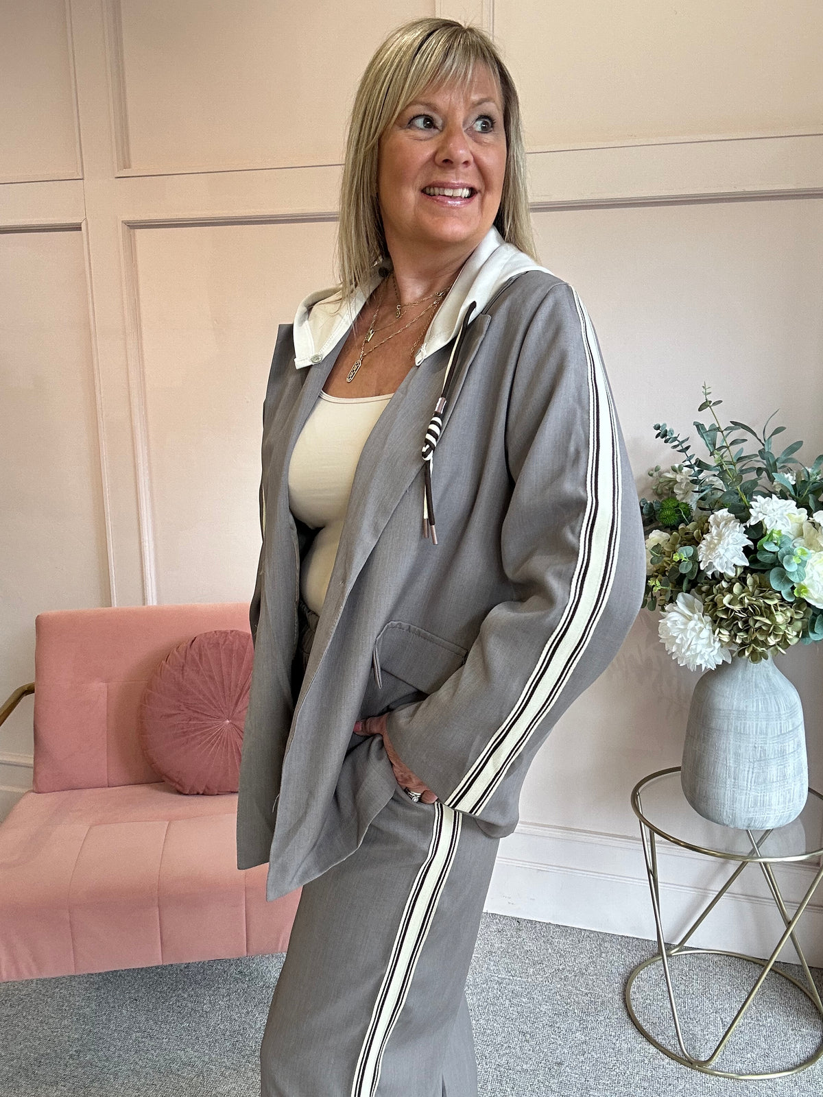 Blazer With Hood - Taupe - Wardrobe By Simone