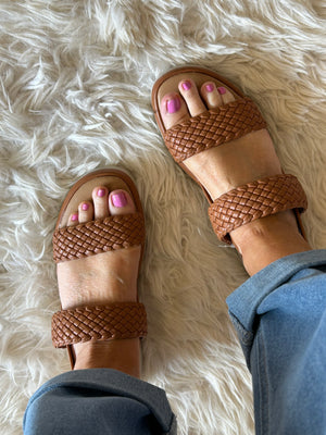 Lottie Tan Weave Band Sandal - Tan