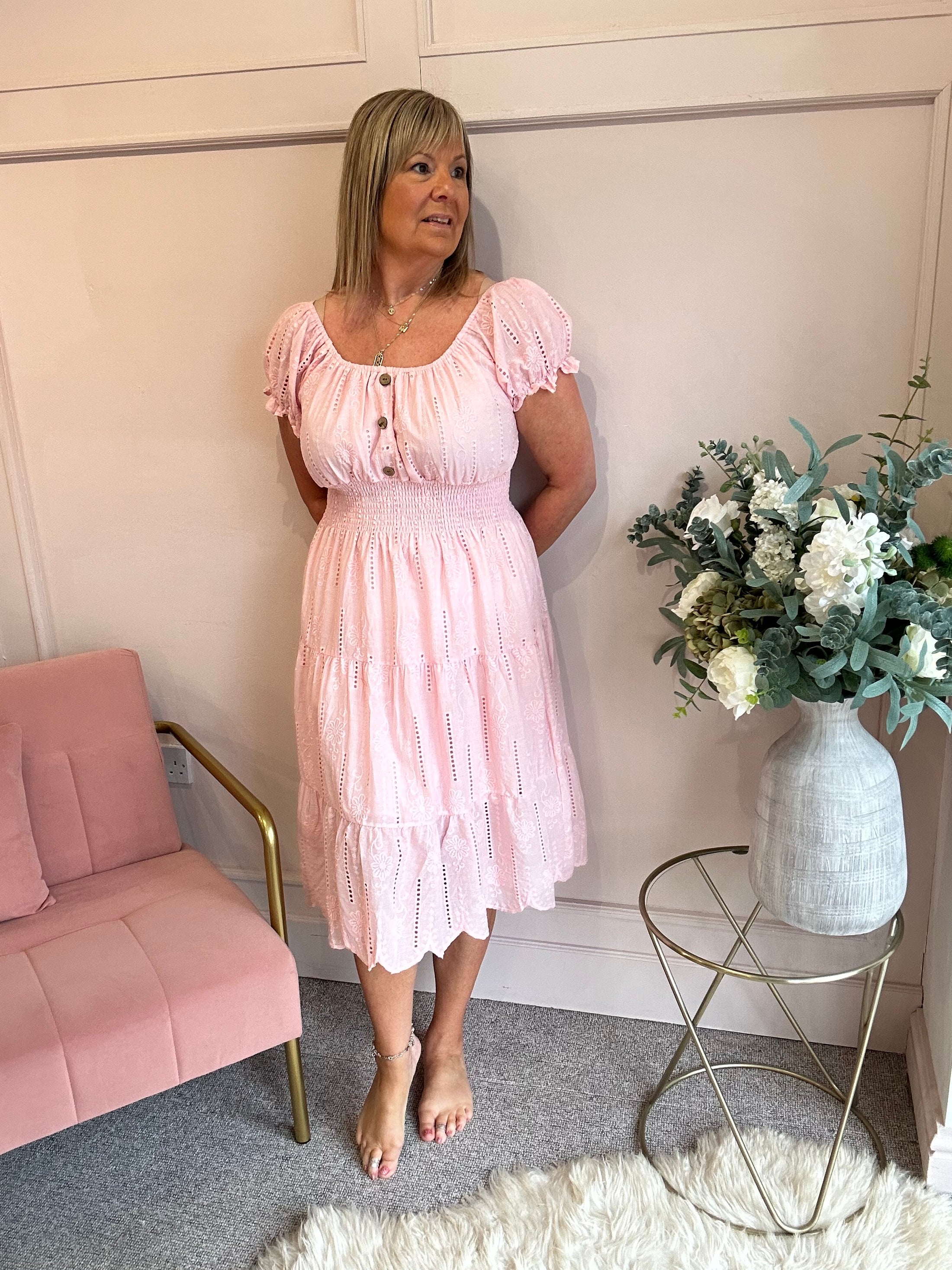 Vibes Of Summer Midi Dress - Soft Pink - Wardrobe By Simone