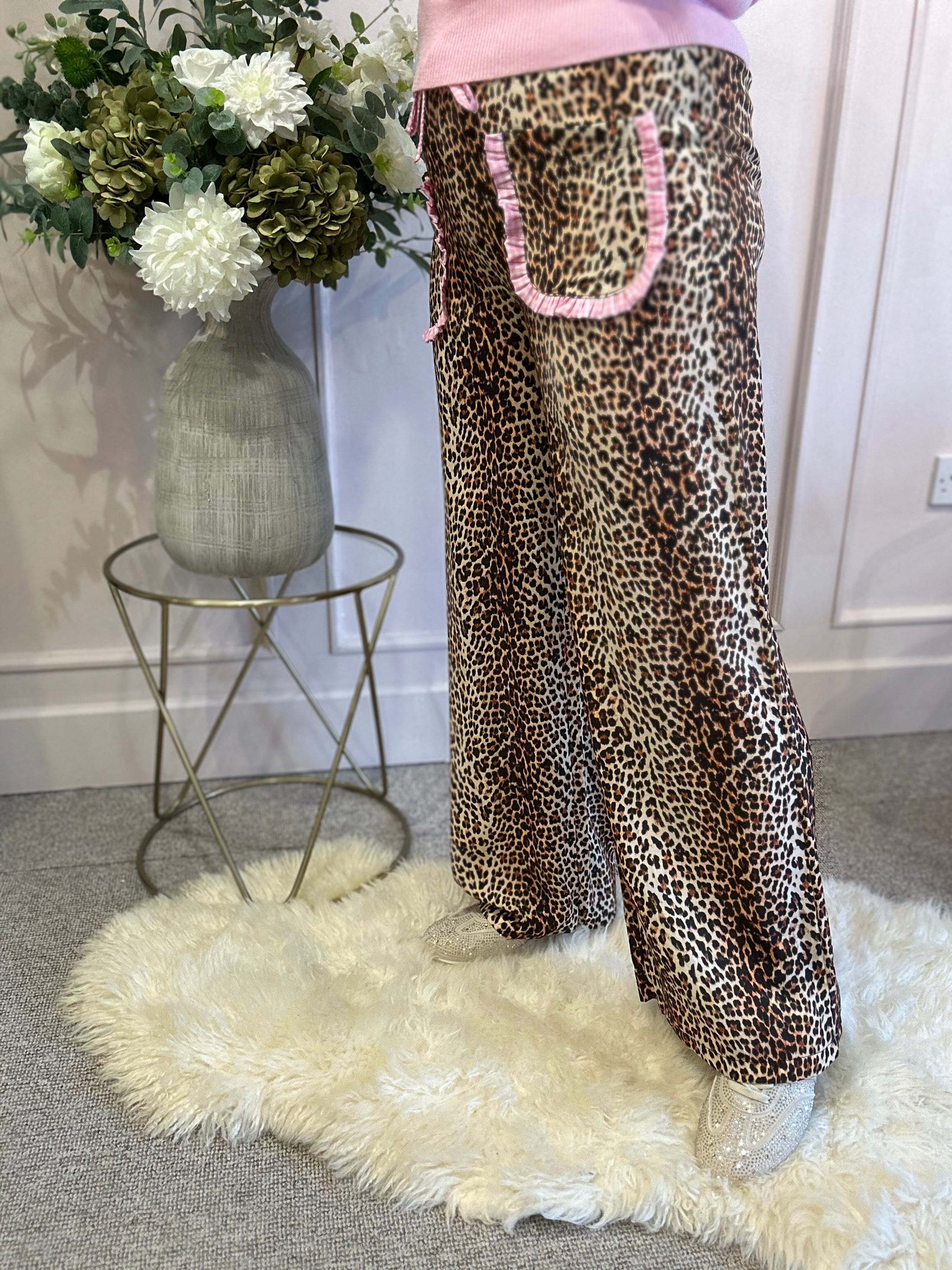 Leopard & Touch Of Gingham Pant - Leopard