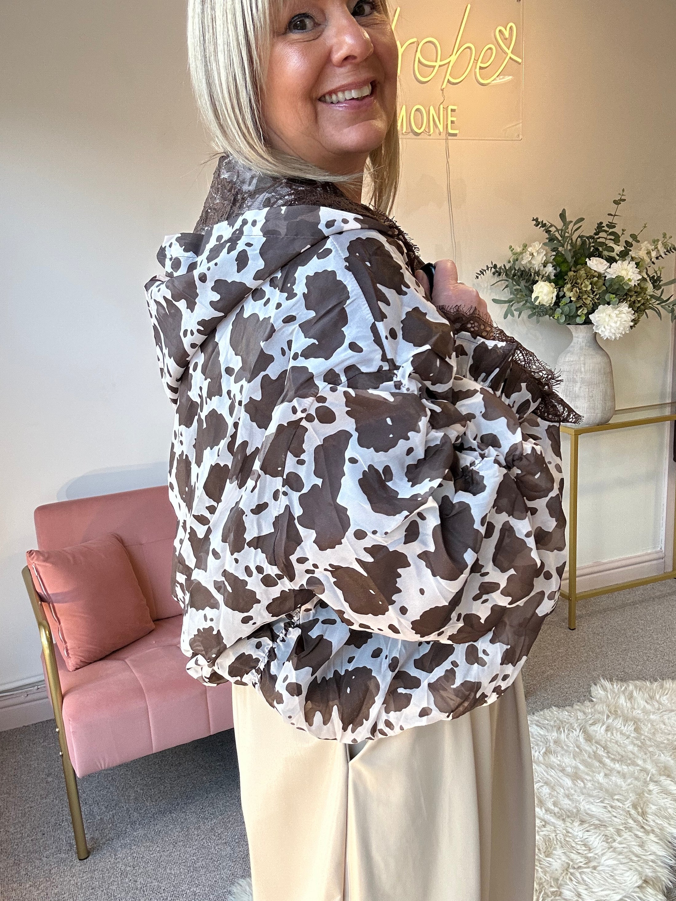 Cowprint Jacket - Brown/Cream