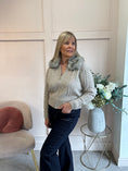 Load image into Gallery viewer, Faux Fur Collar On Zip Cardigan- Oatmeal
