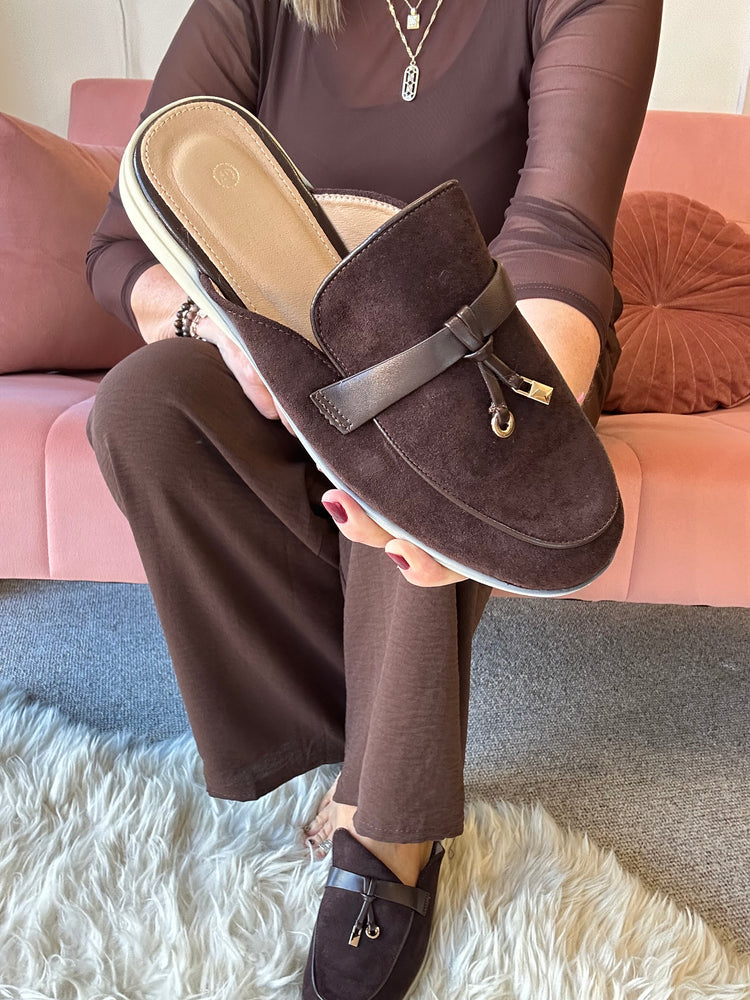 Faux Suede Mule - Brown