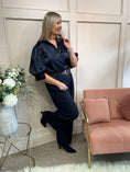 Load image into Gallery viewer, Satin Puff Sleeve Shirt - Navy
