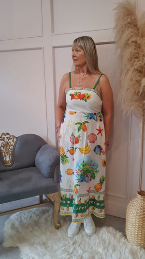 Fruits Of Summer Dress - Cream/Mix
