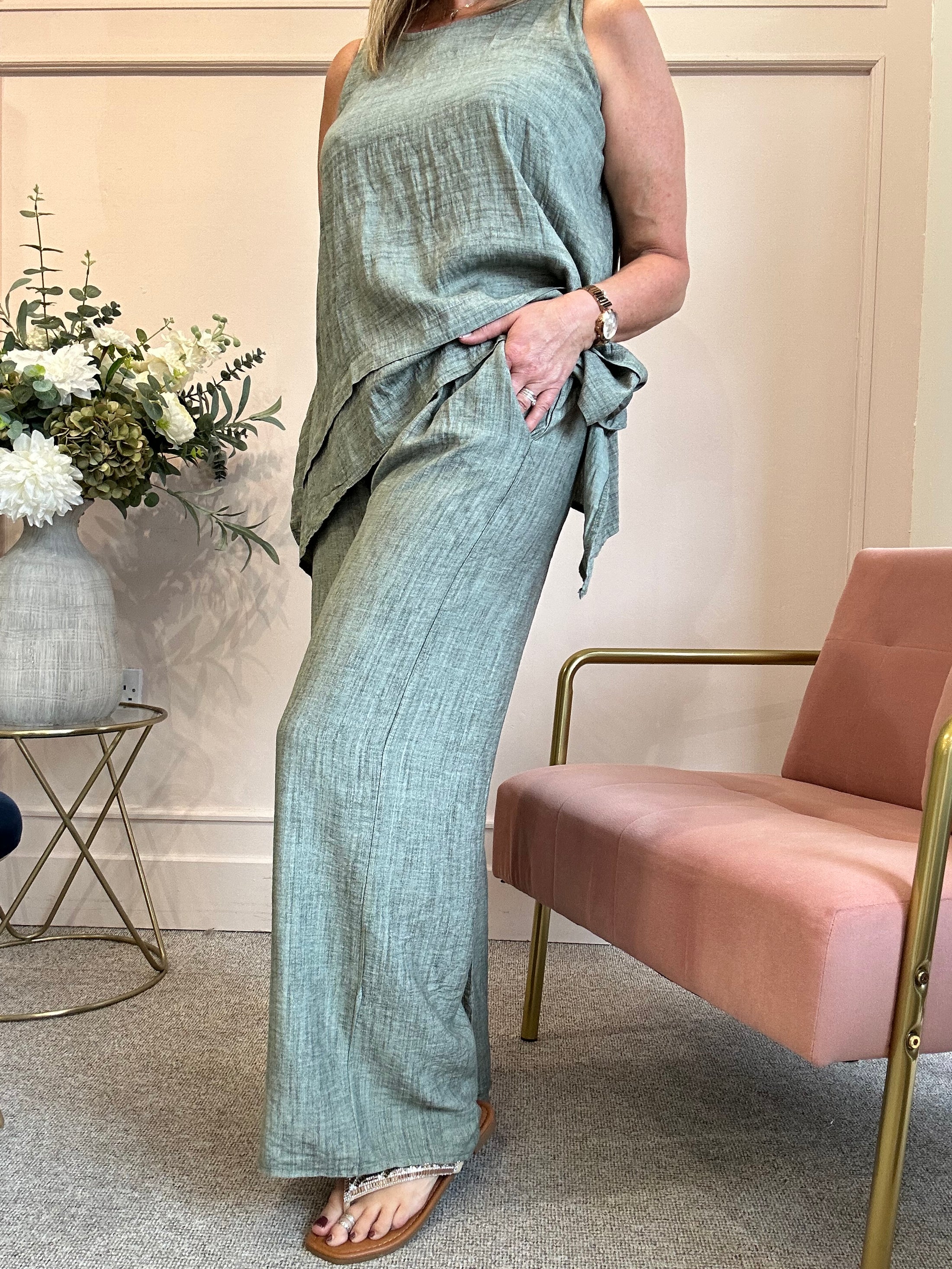 Wide Leg Pant - Light Khaki
