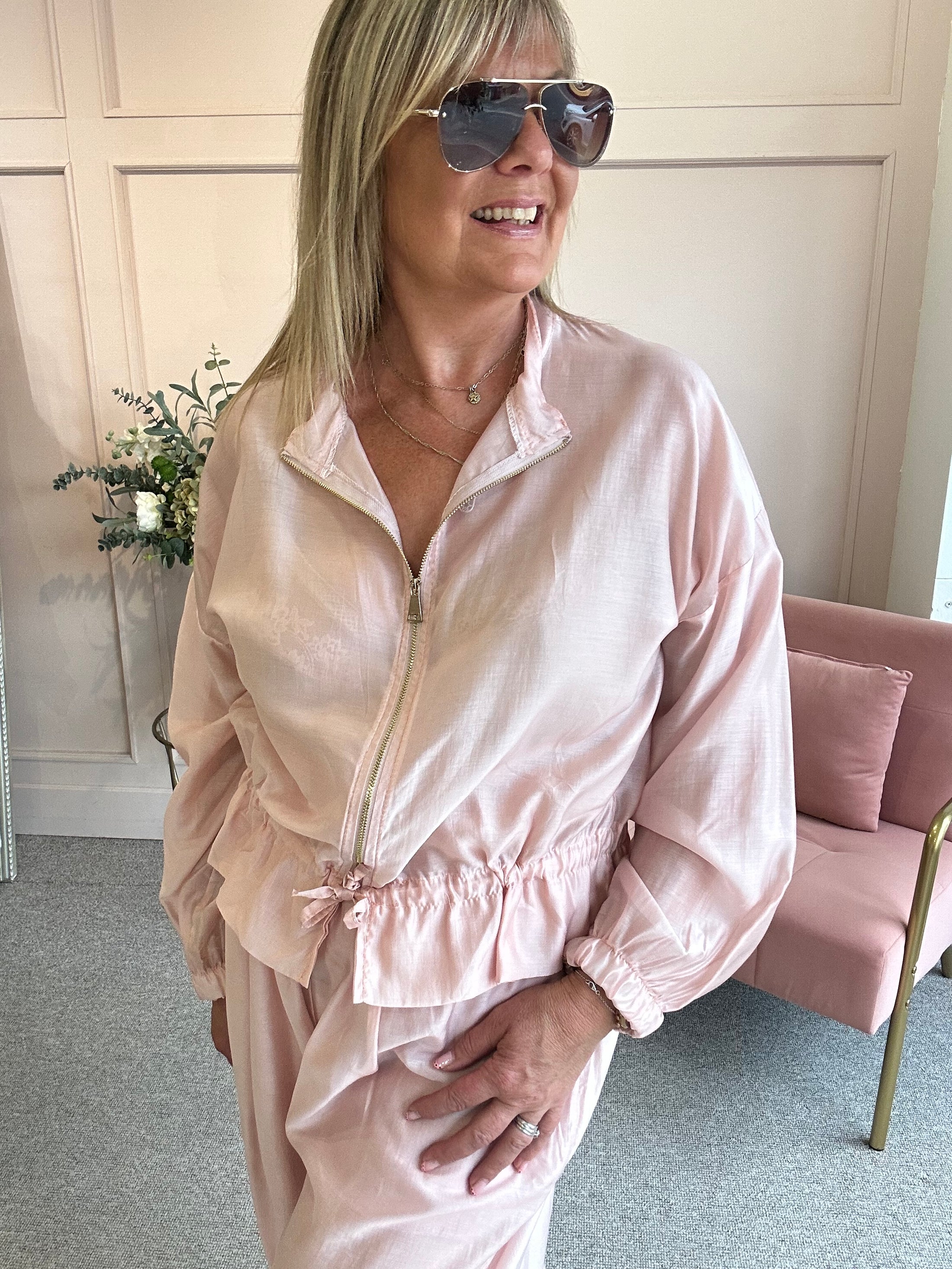 Lightweight Zip Jacket - Dusky Pink