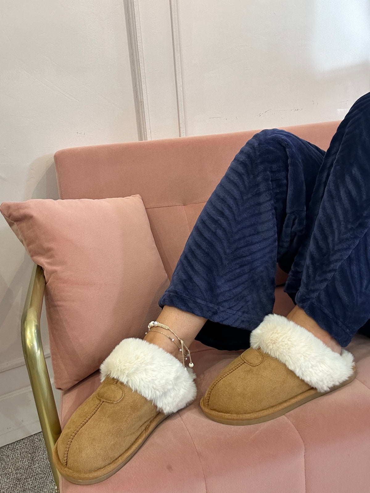 Fluff Edge Slipper/Mule - Camel