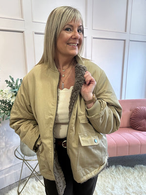 Cosy Teddy Reversible Jacket - Mocha