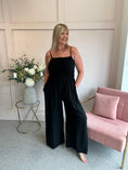 Load image into Gallery viewer, Elasticated Bodice & Wide Leg Jumpsuit - Black
