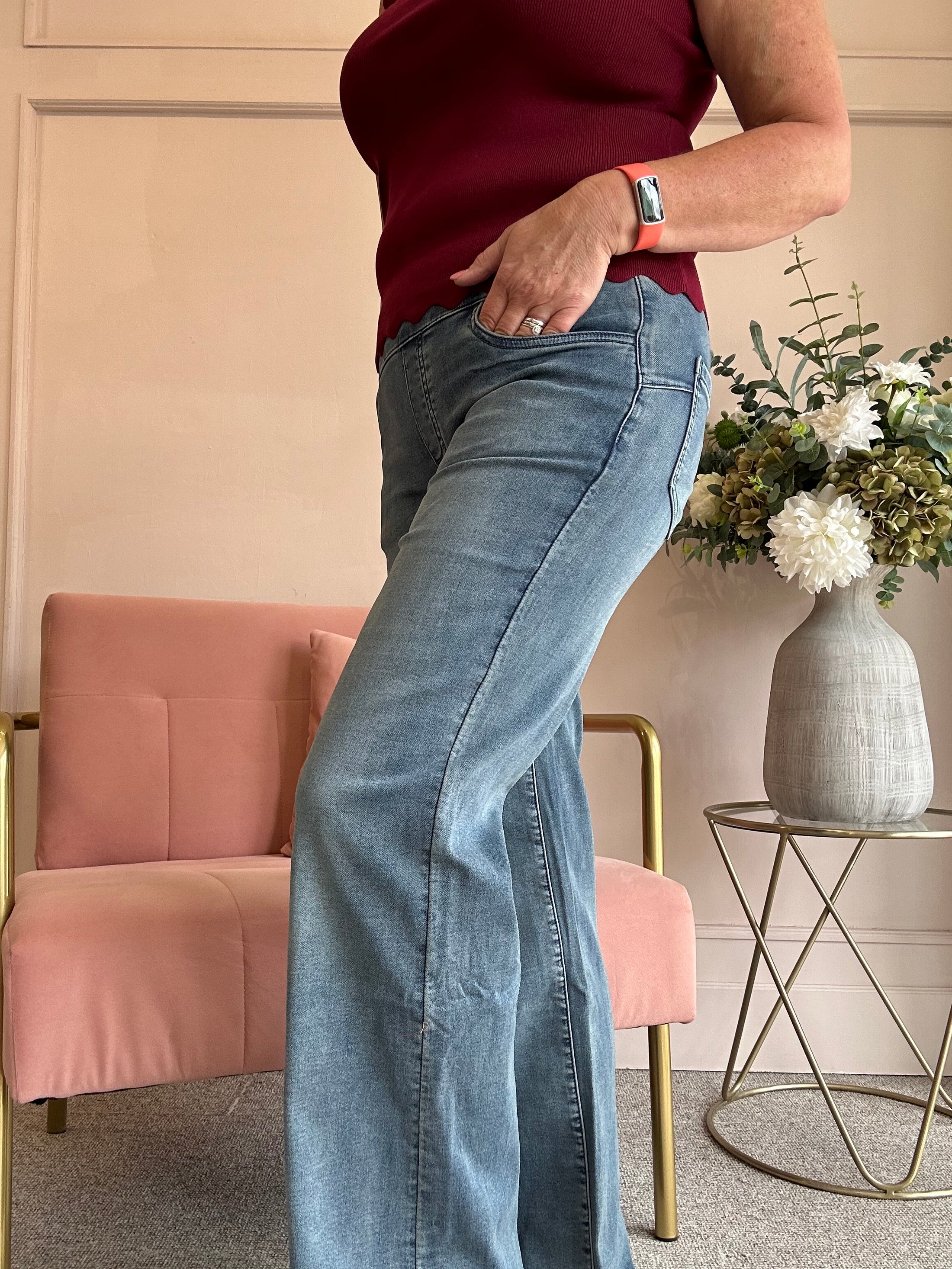Jegging Wide Jeans - Mid Blue