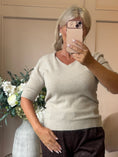 Load image into Gallery viewer, V Neck Short Sleeve Jumper - Oatmeal
