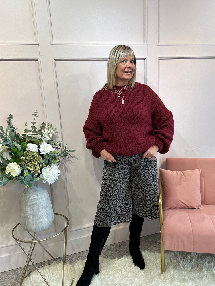 Chunky Knitted Jumper - Wine