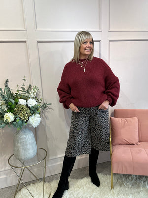 Chunky Knitted Jumper - Wine