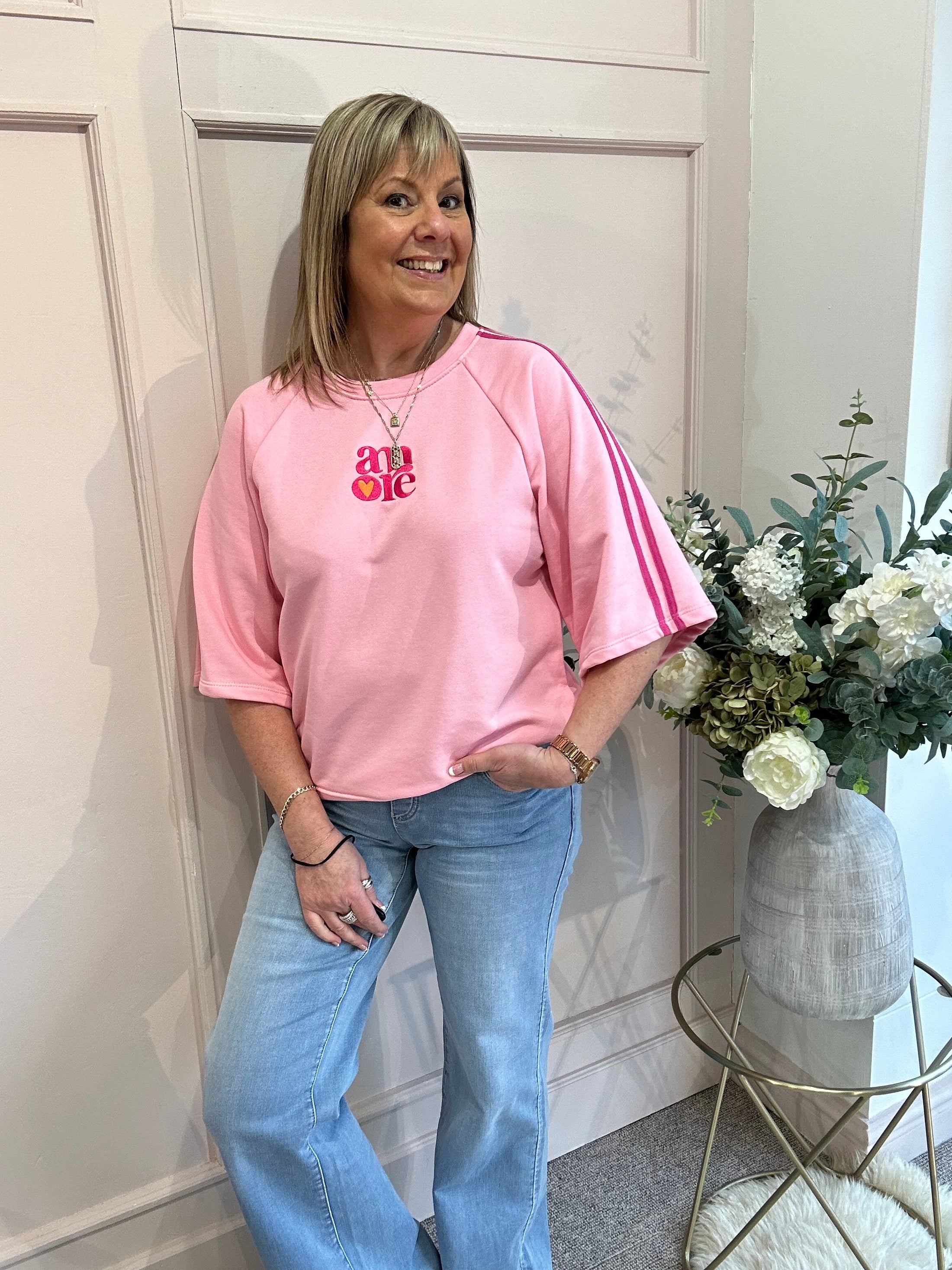 Amore Sweatshirt Jumper - Candy Pink/Fuchsia - Wardrobe By Simone