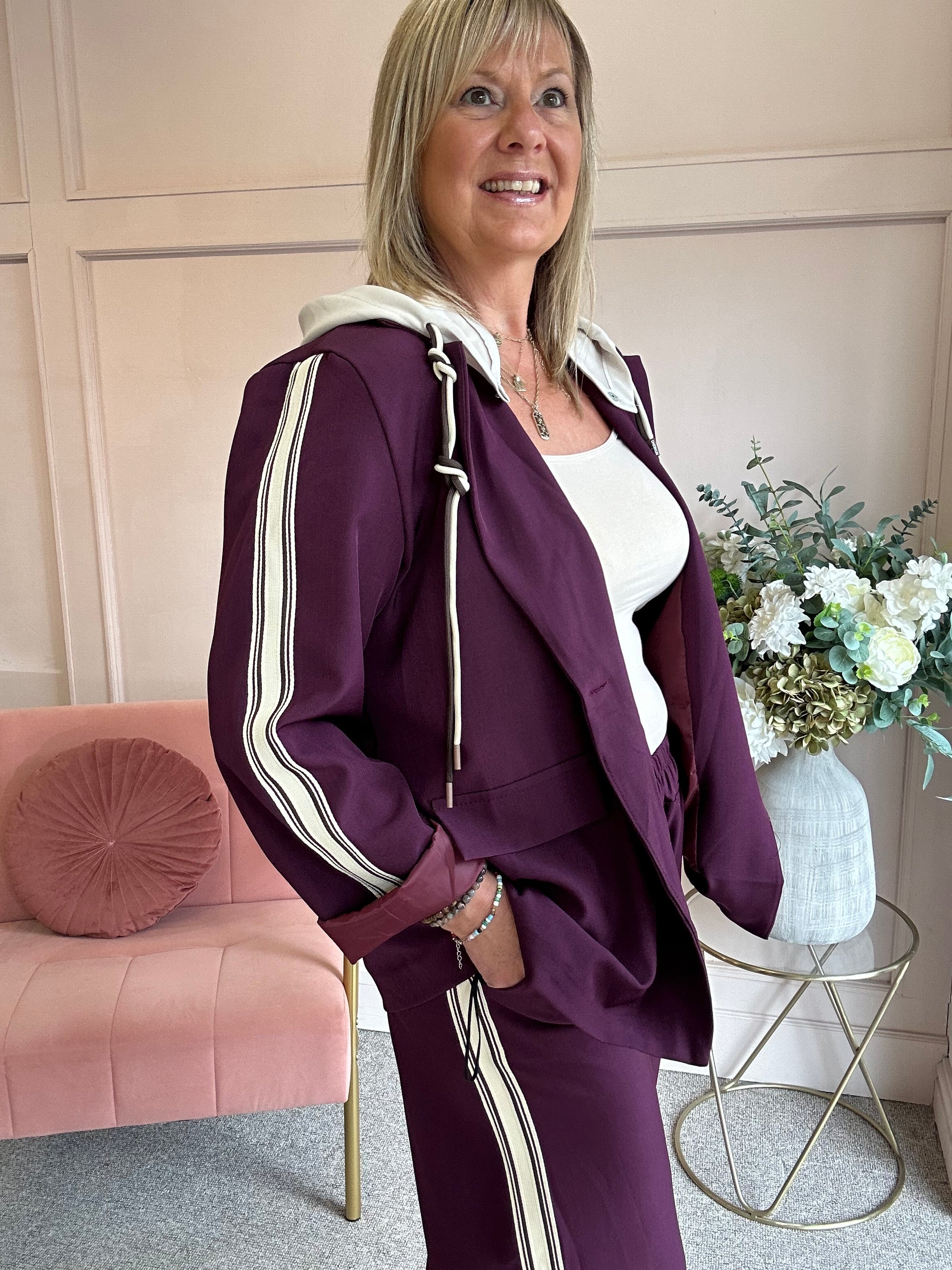 Blazer With Hood - Burgundy