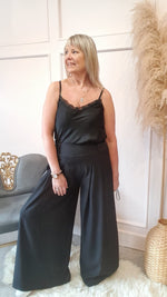 Lace Edged Camisole Top - Black - Wardrobe By Simone
