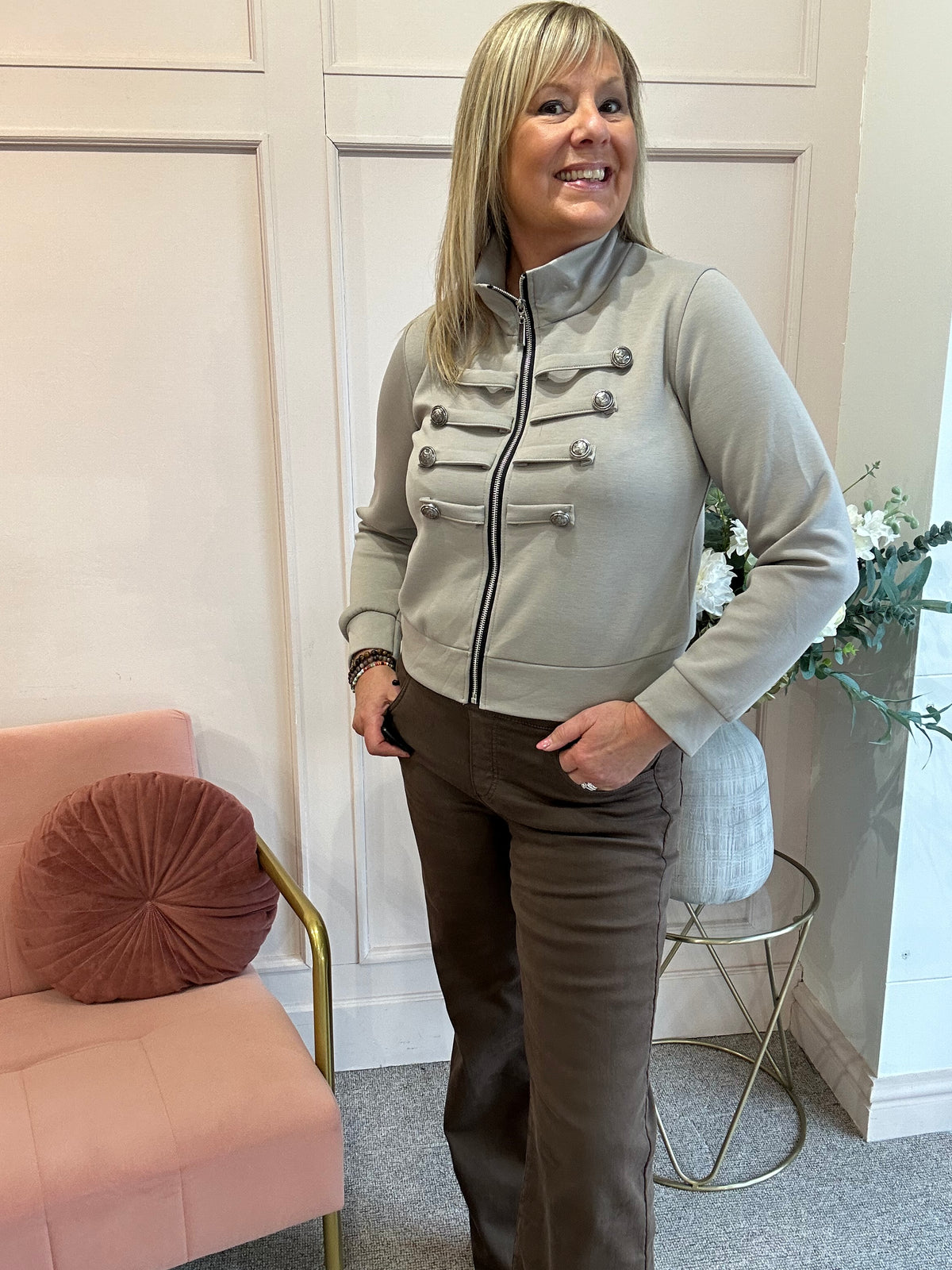Military Lounge Jacket - Taupe - Wardrobe By Simone