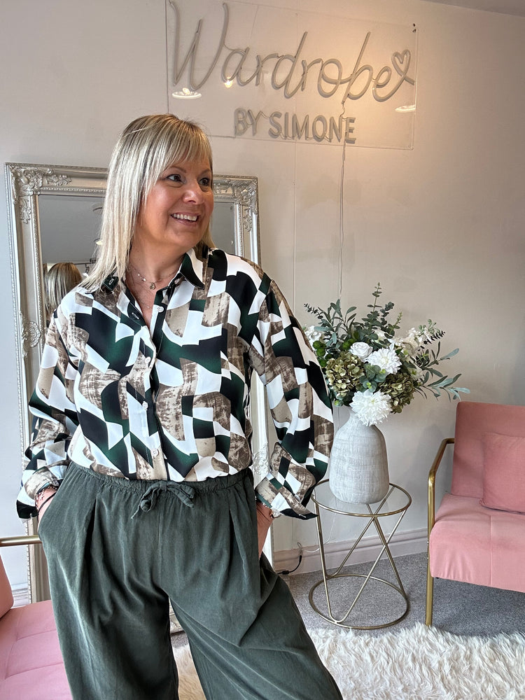 Retro Pattern Shirt - White/Green