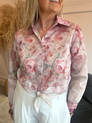 Floral Bloom Shirt - Grey/Pink