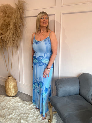 Orchid Bloom Maxi Sundress - Blue