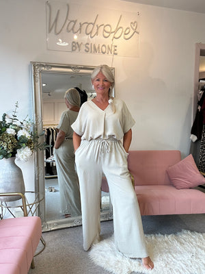 Wide Leg Pant - Beige