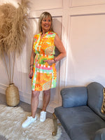Multi Retro Midi Dress - Orange/Mix