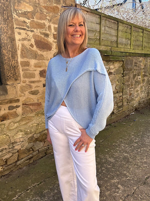 Crossover Layered Longer Jumper - Blue