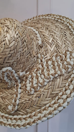 Beautiful J'adore Straw Sun Hat - Straw/Gold - Wardrobe By Simone