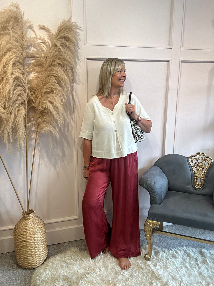 Satin trouser - Burgundy - Wardrobe By Simone