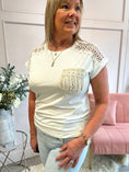 Load image into Gallery viewer, Pearl & Sparkle With Lace T Shirt  - White - Wardrobe By Simone
