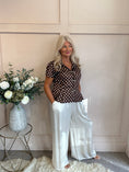Load image into Gallery viewer, Spotty Collared Shirt Blouse - Brown/White - Wardrobe By Simone
