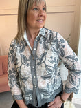 Load image into Gallery viewer, Pretty Embroidered Lace Shirt - White/Grey - Wardrobe By Simone
